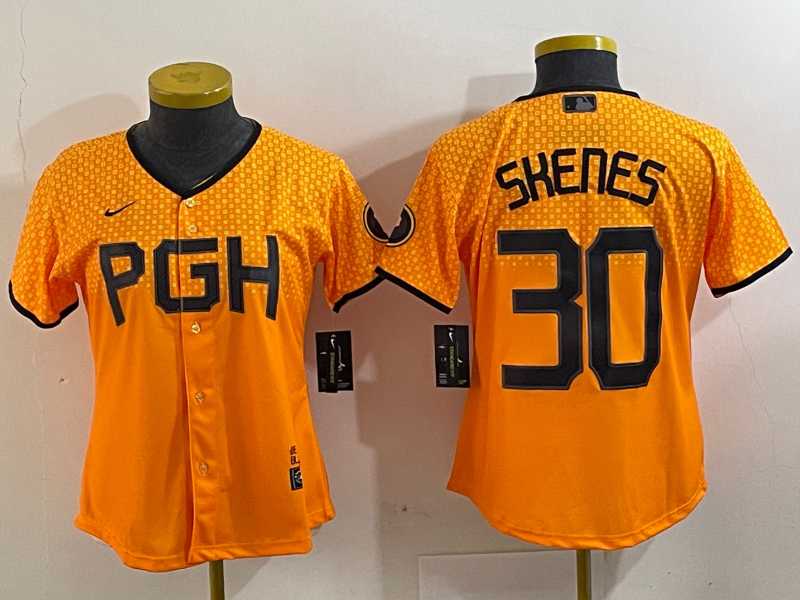 Womens Pittsburgh Pirates #30 Paul Skenes Yellow 2023 City Connect Stitched Jersey